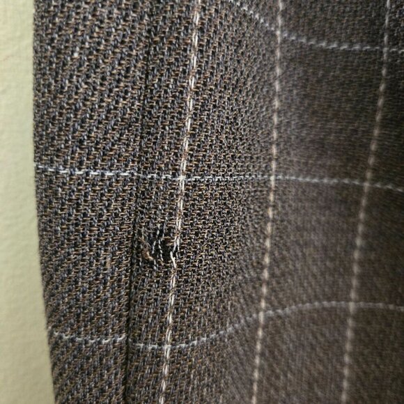 Anne Klein Vintage Brown Windowpane Plaid Wool Tie Front Blazer Pant Suit Size 4 - Picture 11 of 11